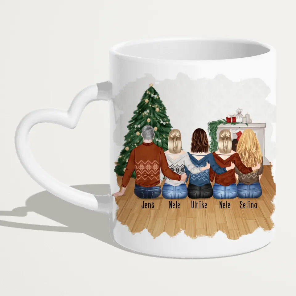 Personalisierte Tasse mit Bruder/Schwester (4 Schwestern + 1 Bruder) - Weihnachtstasse