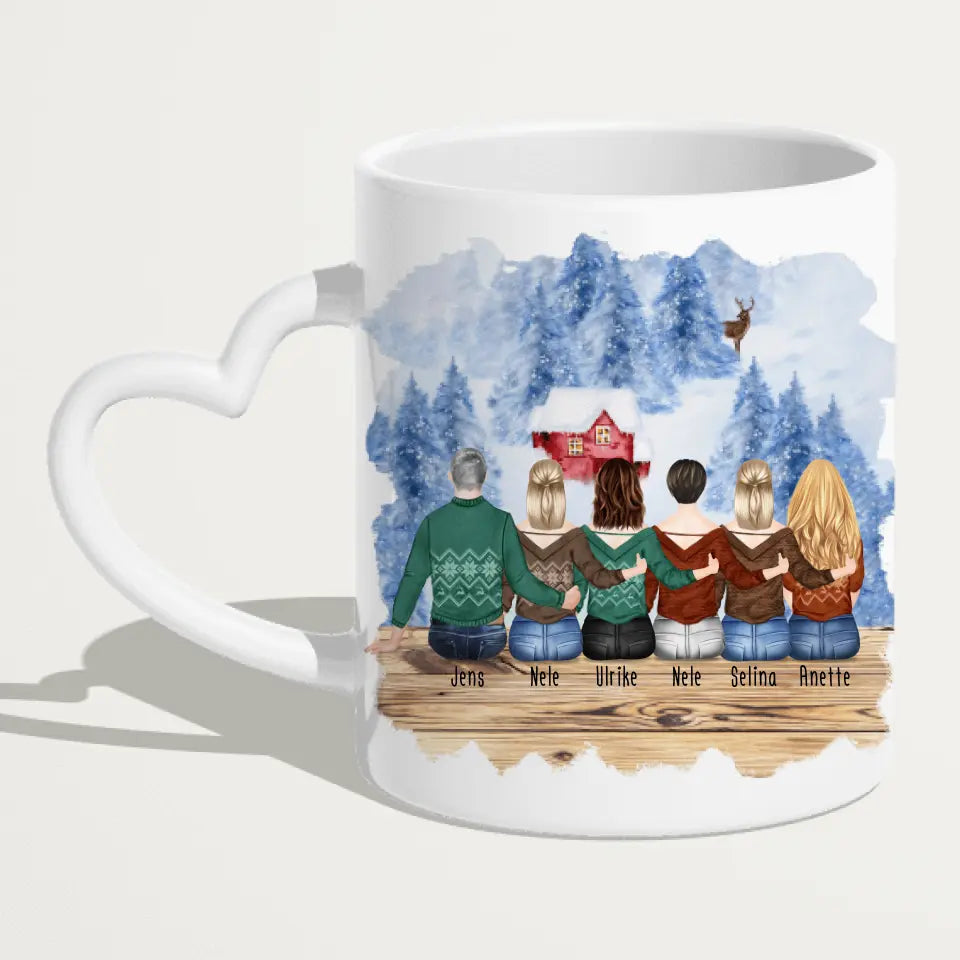 Personalisierte Tasse mit Bruder/Schwester (5 Schwestern + 1 Bruder) - Weihnachtstasse