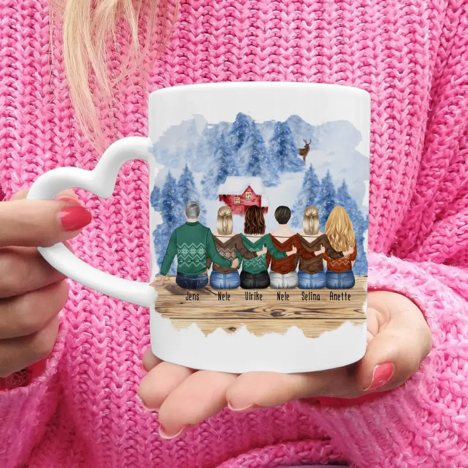 Personalisierte Tasse mit Bruder/Schwester (5 Schwestern + 1 Bruder) - Weihnachtstasse