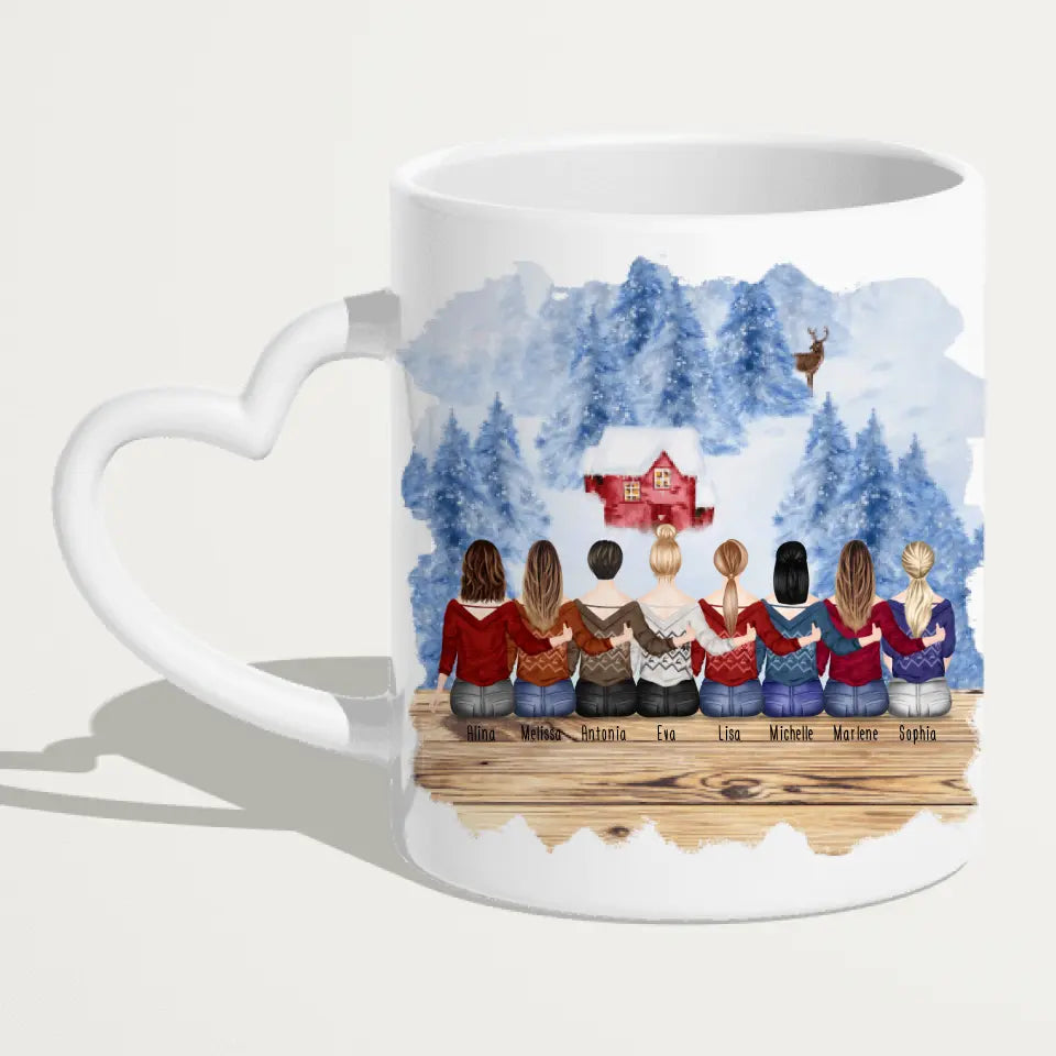 Personalisierte Tasse für Beste Freundinnen (8 Freundinnen) - Weihnachtstasse