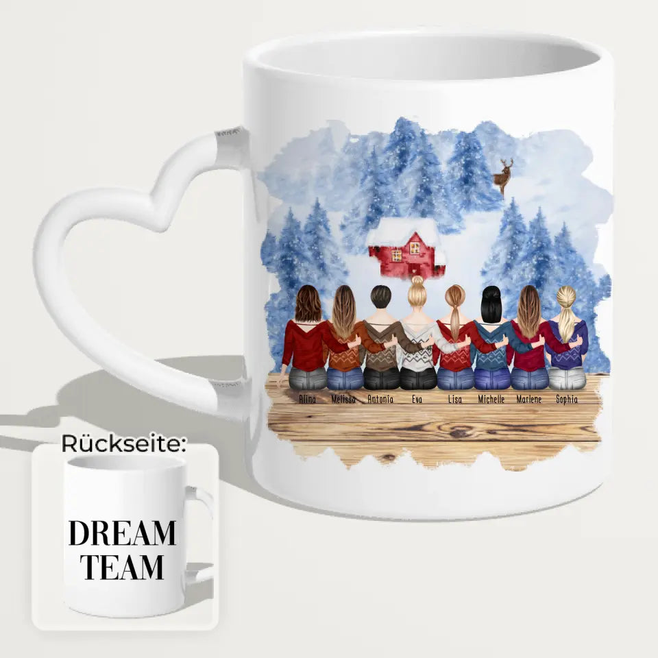 Personalisierte Tasse für Beste Freundinnen (8 Freundinnen) - Weihnachtstasse