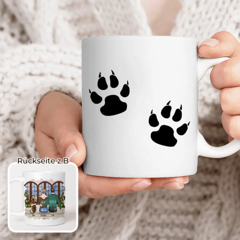 Personalisierte Tasse mit Pärchen und 1 Katze - Weihnachtstasse