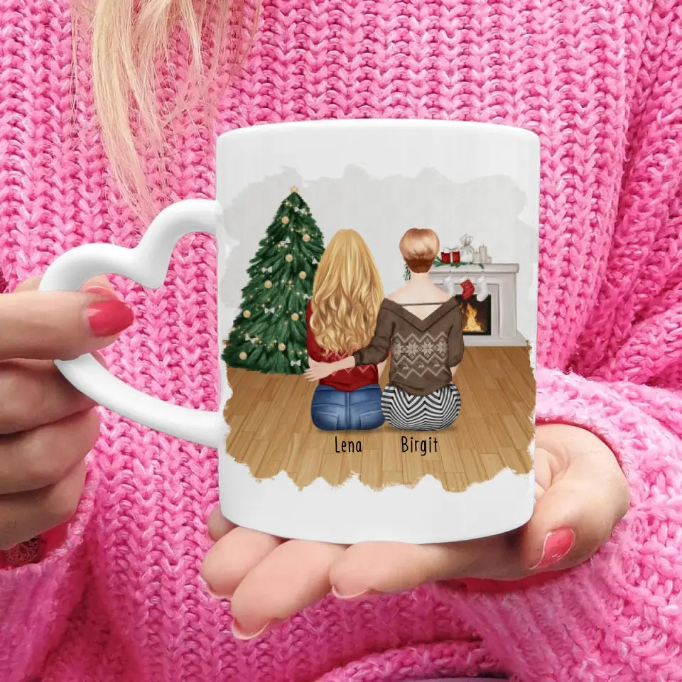 Personalisierte Tasse für Oma (1 Frau + 1 Oma) - Weihnachtstasse