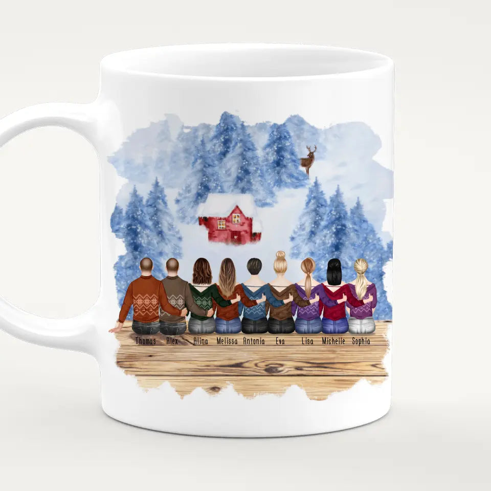 Personalisierte Tasse - Beste Freunde (7 Frauen + 2 Männer) - Weihnachtstasse