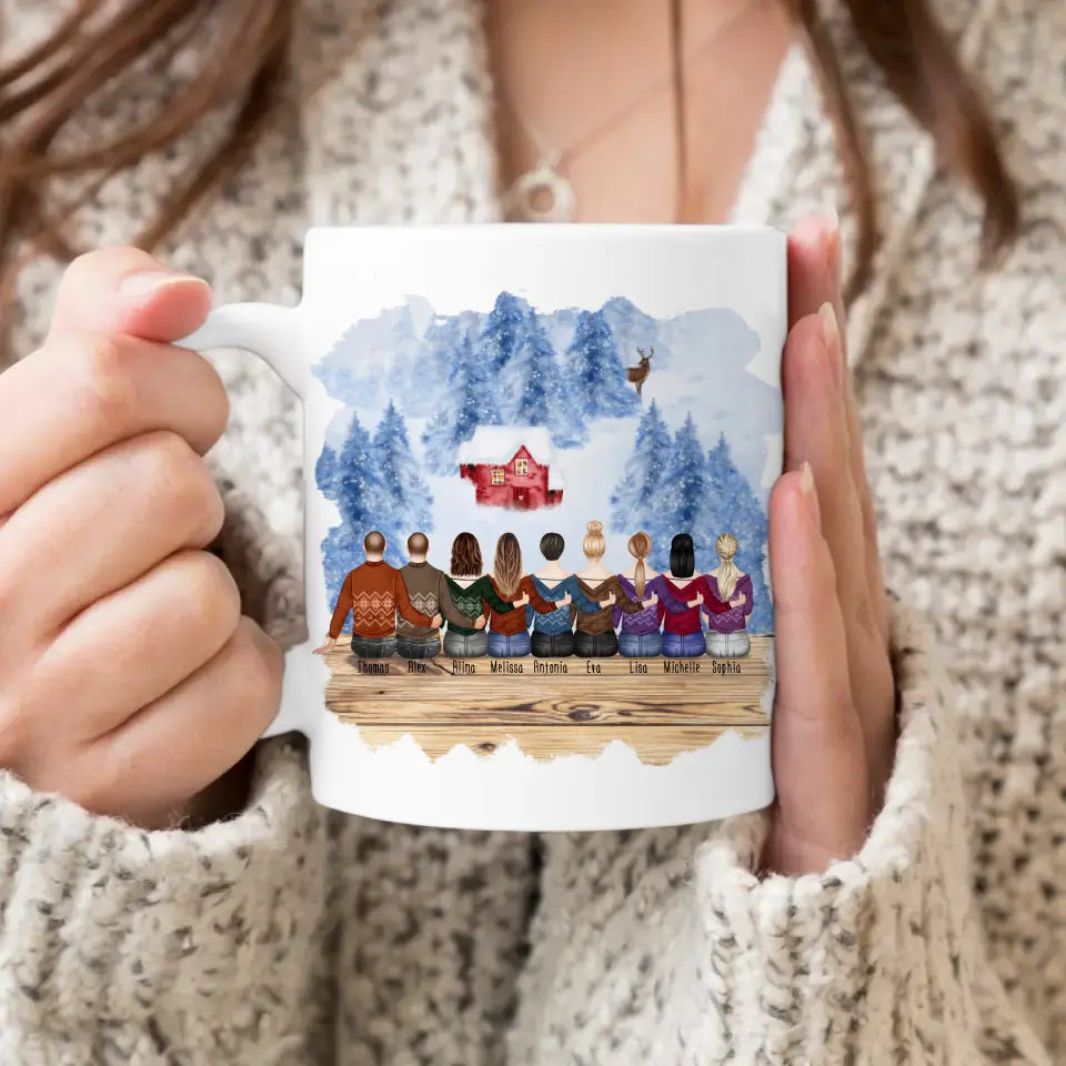 Personalisierte Tasse - Beste Freunde (7 Frauen + 2 Männer) - Weihnachtstasse