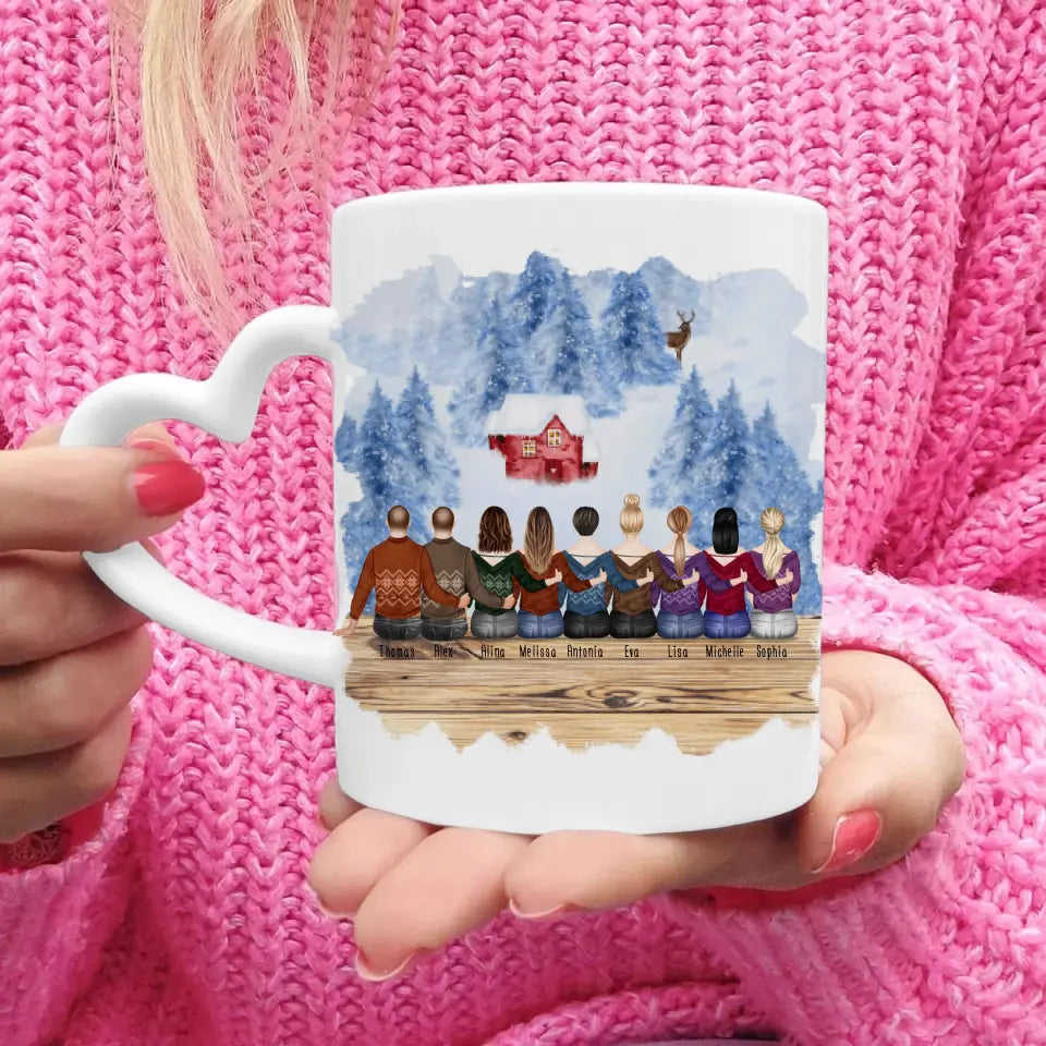 Personalisierte Tasse - Beste Freunde (7 Frauen + 2 Männer) - Weihnachtstasse