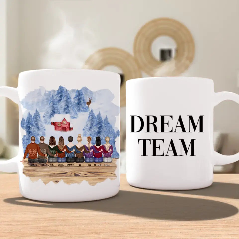 Personalisierte Tasse - Beste Freunde (7 Frauen + 2 Männer) - Weihnachtstasse