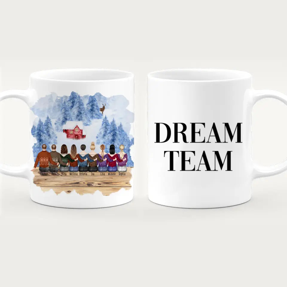 Personalisierte Tasse - Beste Freunde (7 Frauen + 2 Männer) - Weihnachtstasse