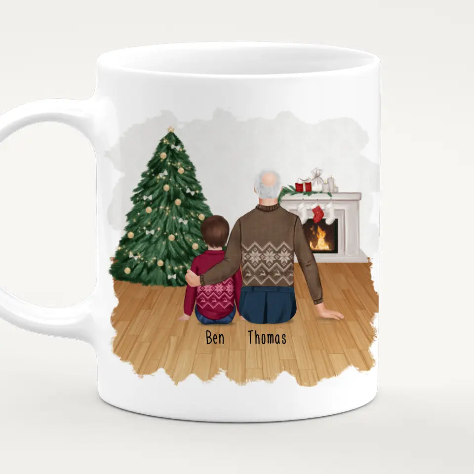 Personalisierte Tasse für Opa (1 Kind + 1 Opa) - Weihnachtstasse