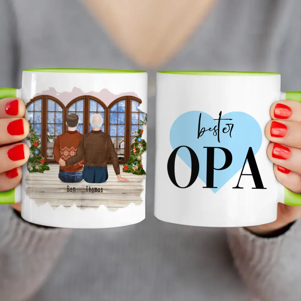 Personalisierte Tasse für Opa (1 Mann + 1 Opa) - Weihnachtstasse