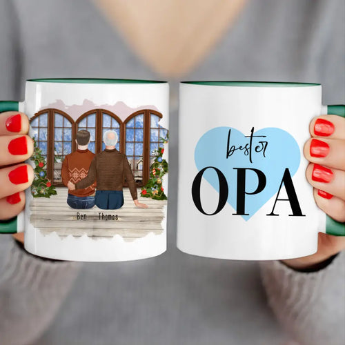 Personalisierte Tasse für Opa (1 Mann + 1 Opa) - Weihnachtstasse
