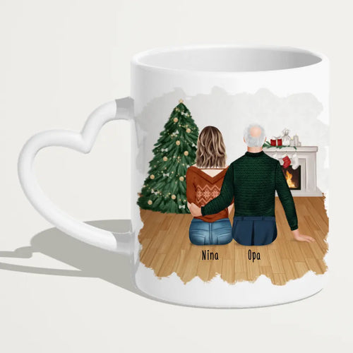Personalisierte Tasse für Opa (1 Frau + 1 Opa) - Weihnachtstasse