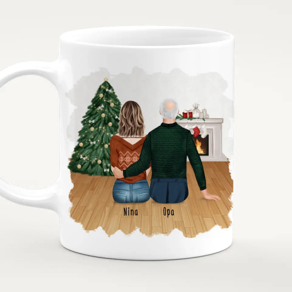 Personalisierte Tasse für Opa (1 Frau + 1 Opa) - Weihnachtstasse