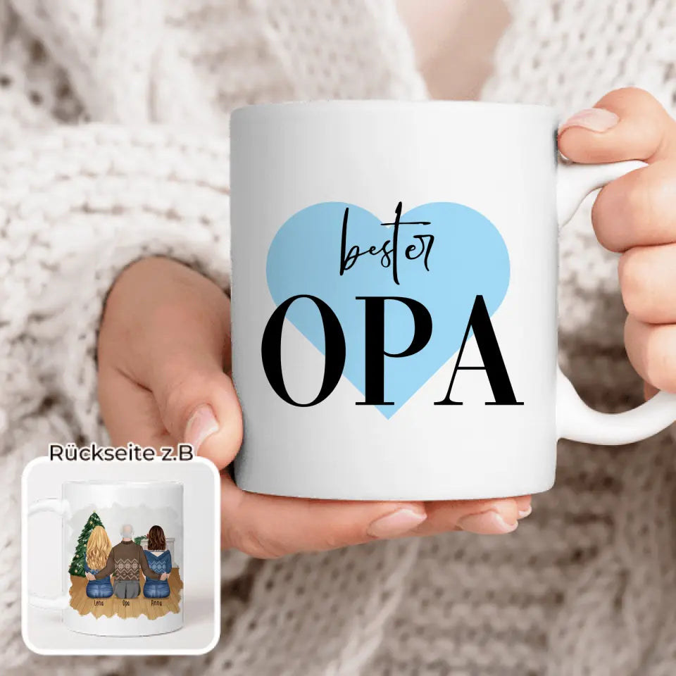 Personalisierte Tasse für Opa (2 Frauen + 1 Opa) - Weihnachtstasse