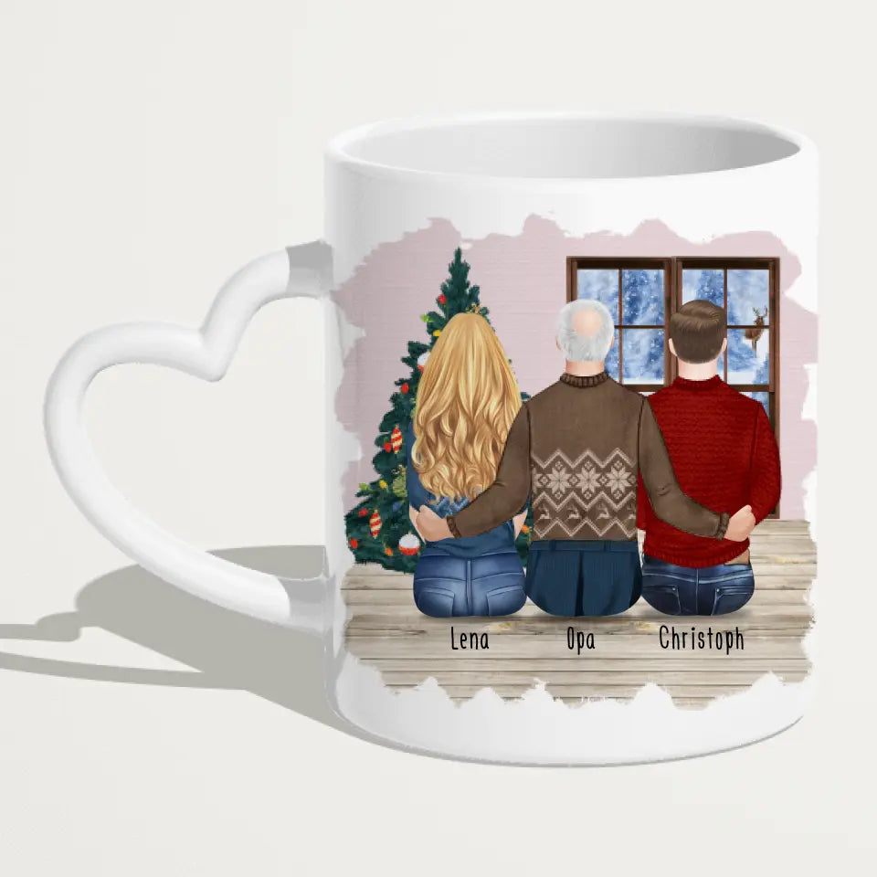 Personalisierte Tasse für Opa (1 Frau + 1 Mann + 1 Opa) - Weihnachtstasse