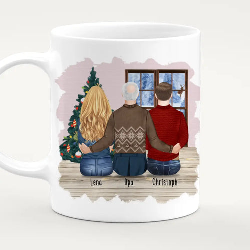 Personalisierte Tasse für Opa (1 Frau + 1 Mann + 1 Opa) - Weihnachtstasse