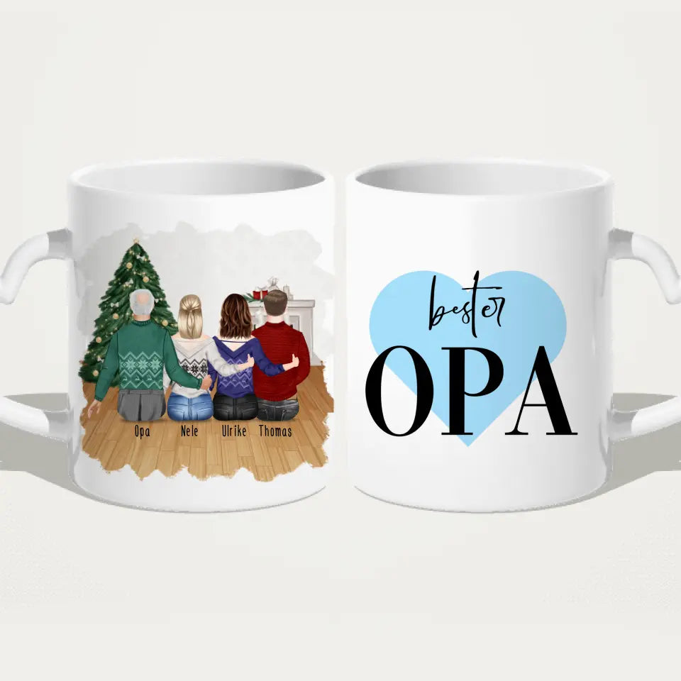 Personalisierte Tasse für Opa (2 Frauen + 1 Mann + 1 Opa) - Weihnachtstasse