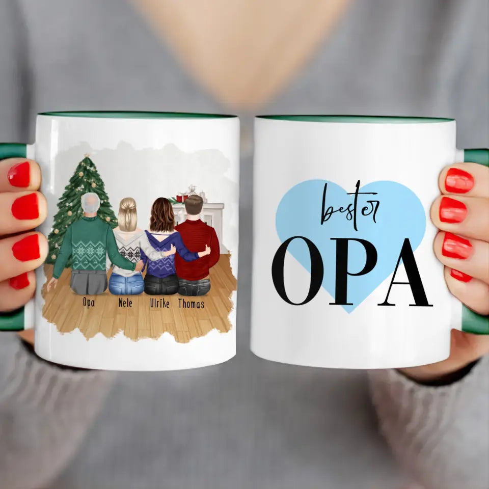 Personalisierte Tasse für Opa (2 Frauen + 1 Mann + 1 Opa) - Weihnachtstasse