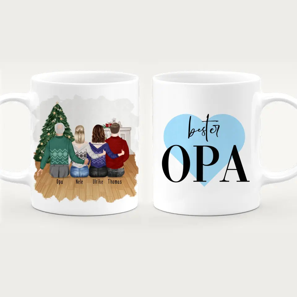 Personalisierte Tasse für Opa (2 Frauen + 1 Mann + 1 Opa) - Weihnachtstasse