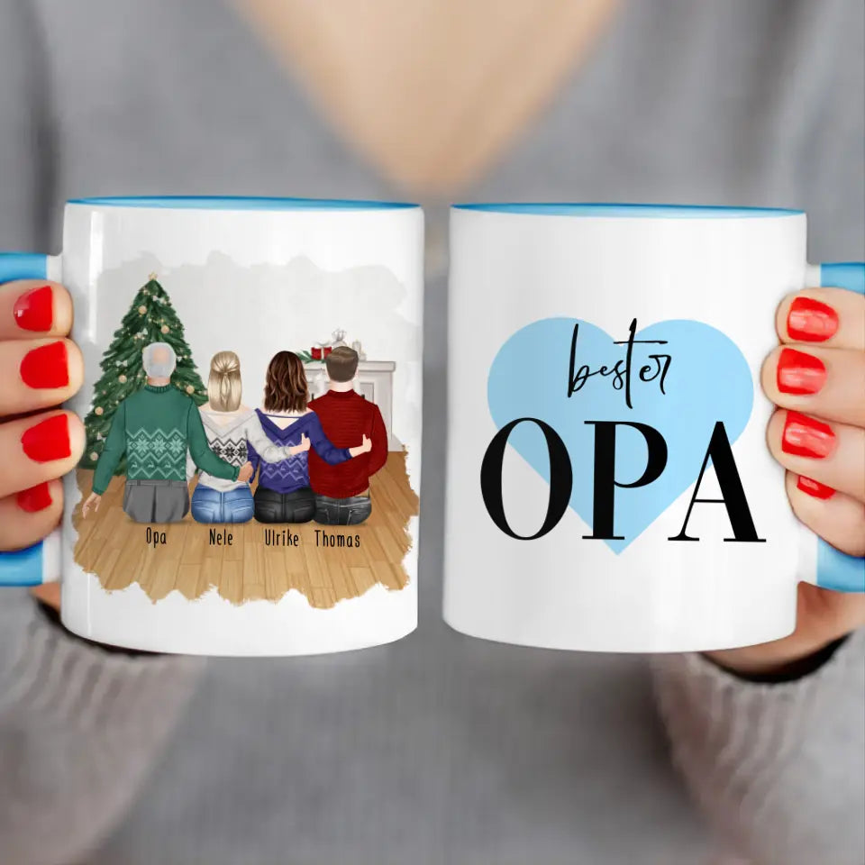 Personalisierte Tasse für Opa (2 Frauen + 1 Mann + 1 Opa) - Weihnachtstasse