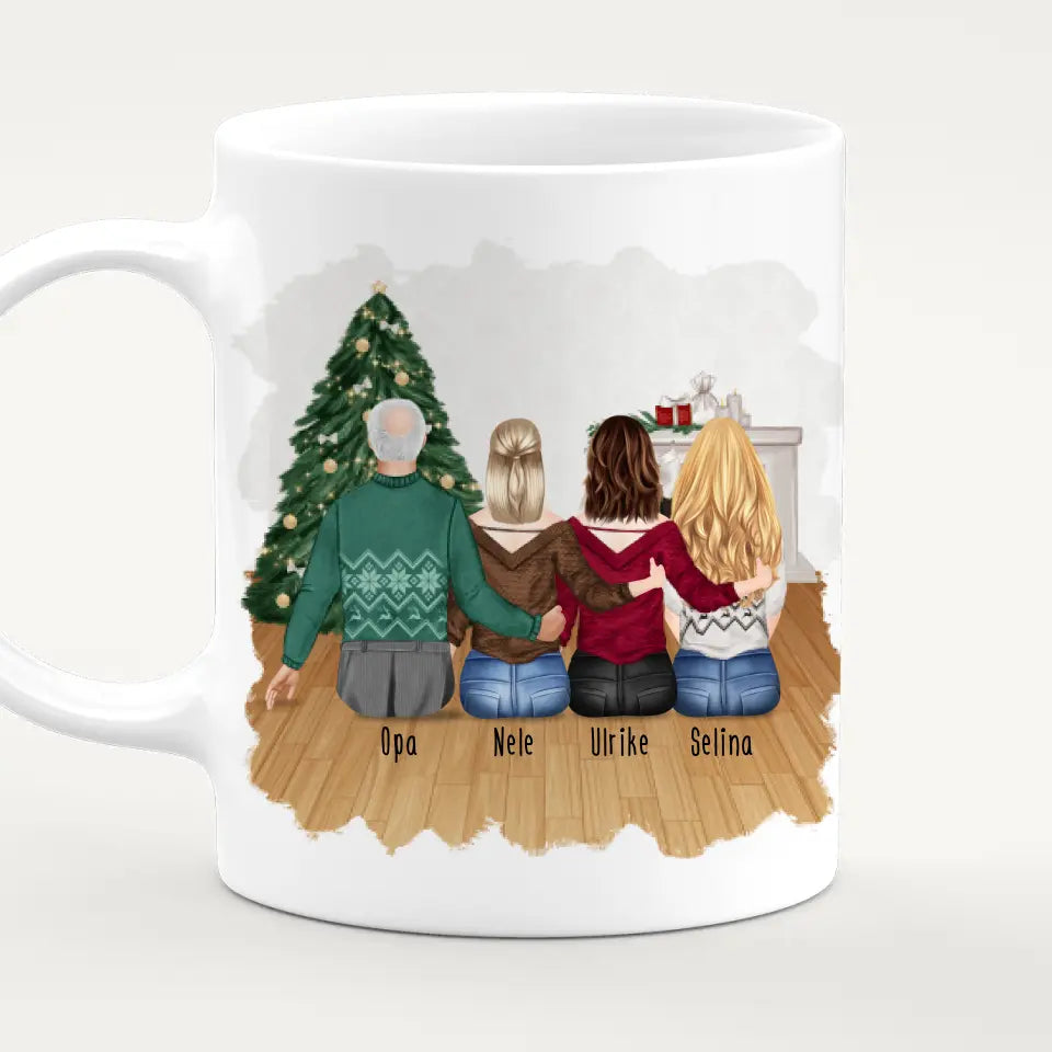 Personalisierte Tasse für Opa (3 Frauen + 1 Opa) - Weihnachtstasse