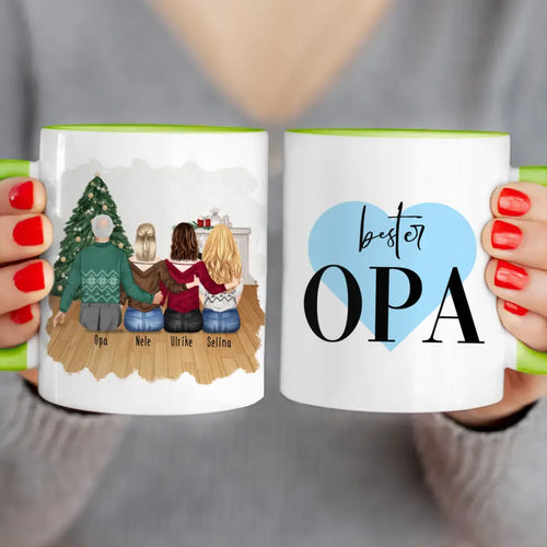 Personalisierte Tasse für Opa (3 Frauen + 1 Opa) - Weihnachtstasse