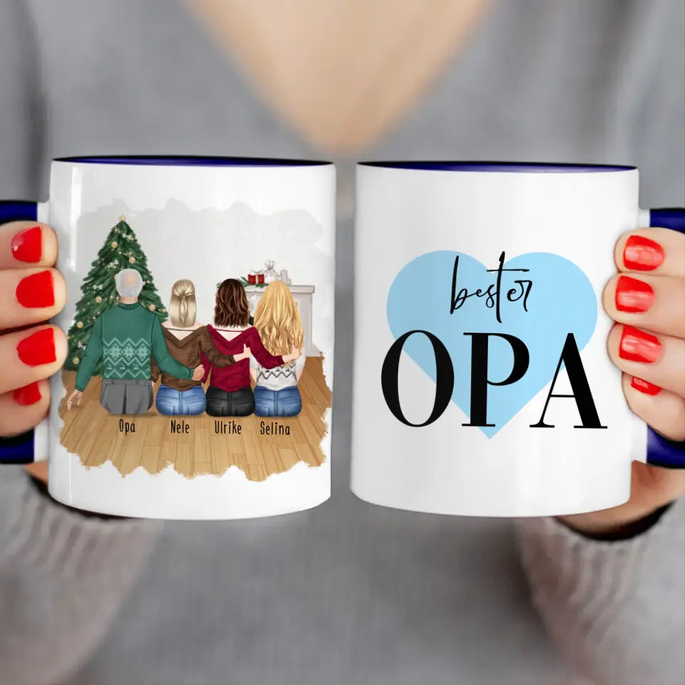 Personalisierte Tasse für Opa (3 Frauen + 1 Opa) - Weihnachtstasse