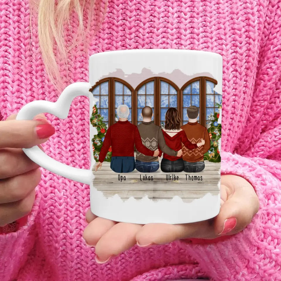 Personalisierte Tasse für Opa (1 Frau + 2 Männer + 1 Opa) - Weihnachtstasse