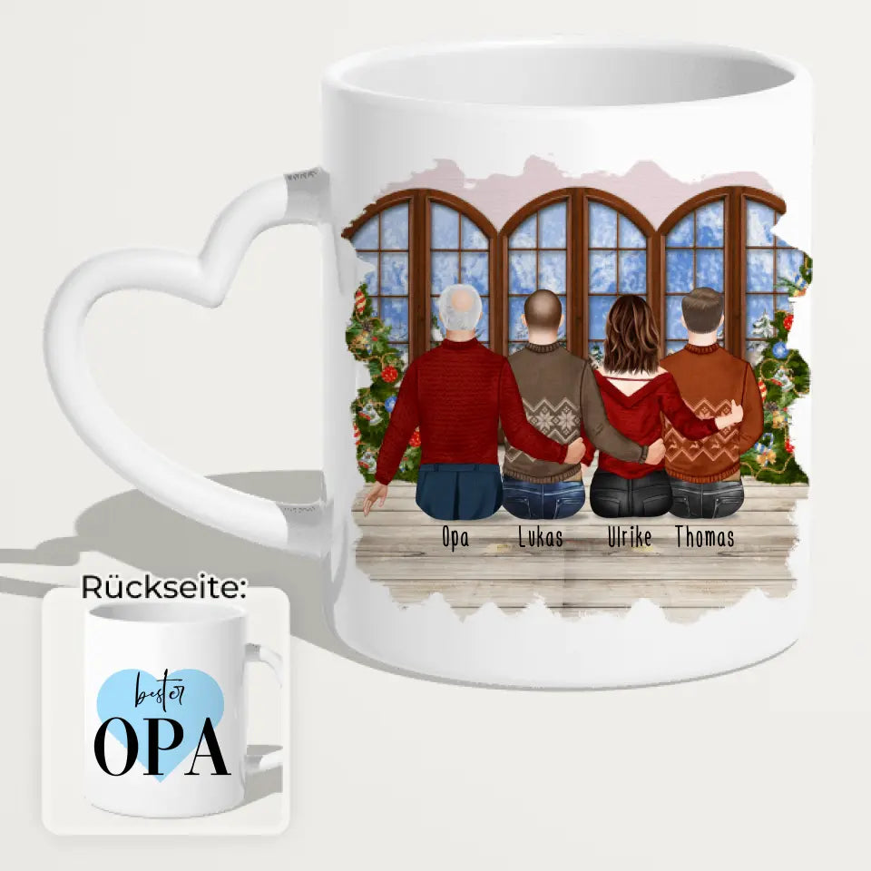 Personalisierte Tasse für Opa (1 Frau + 2 Männer + 1 Opa) - Weihnachtstasse