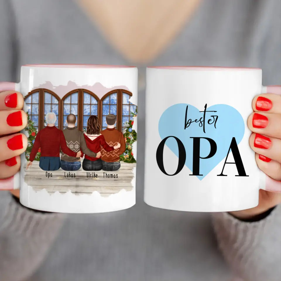 Personalisierte Tasse für Opa (1 Frau + 2 Männer + 1 Opa) - Weihnachtstasse