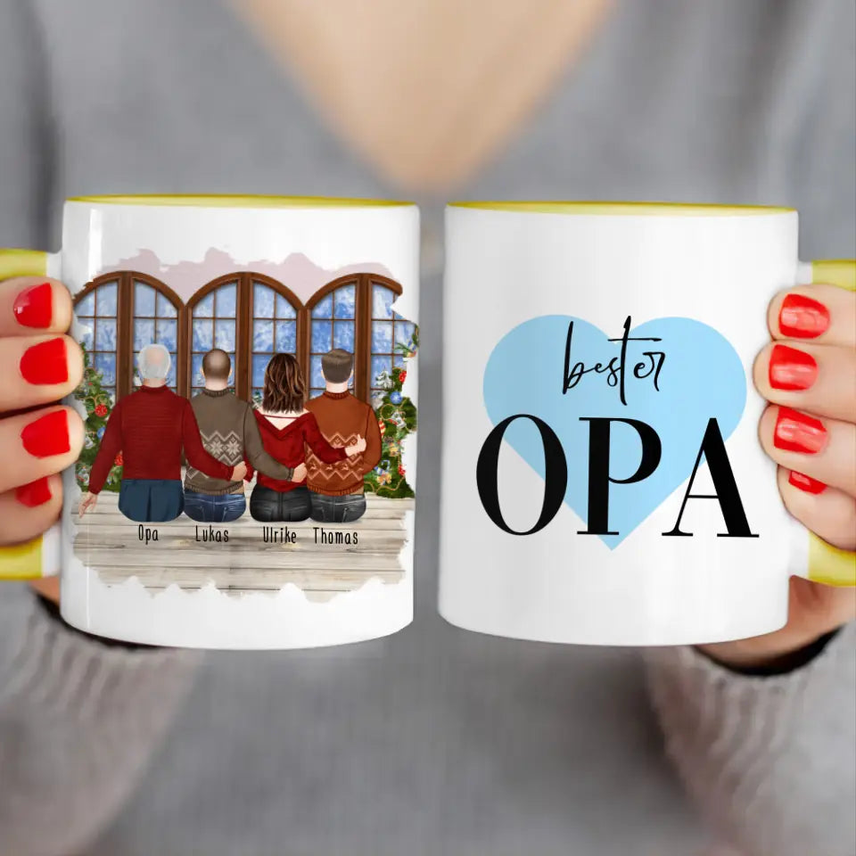 Personalisierte Tasse für Opa (1 Frau + 2 Männer + 1 Opa) - Weihnachtstasse