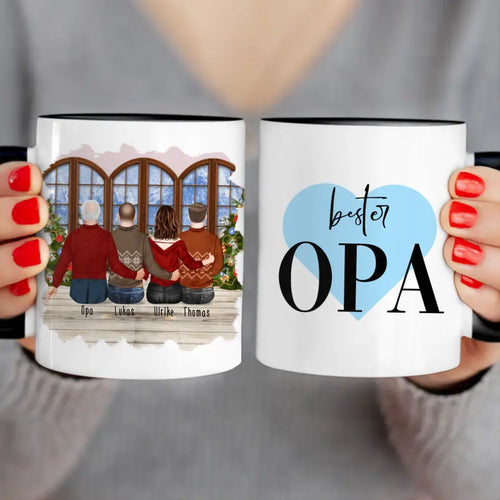 Personalisierte Tasse für Opa (1 Frau + 2 Männer + 1 Opa) - Weihnachtstasse