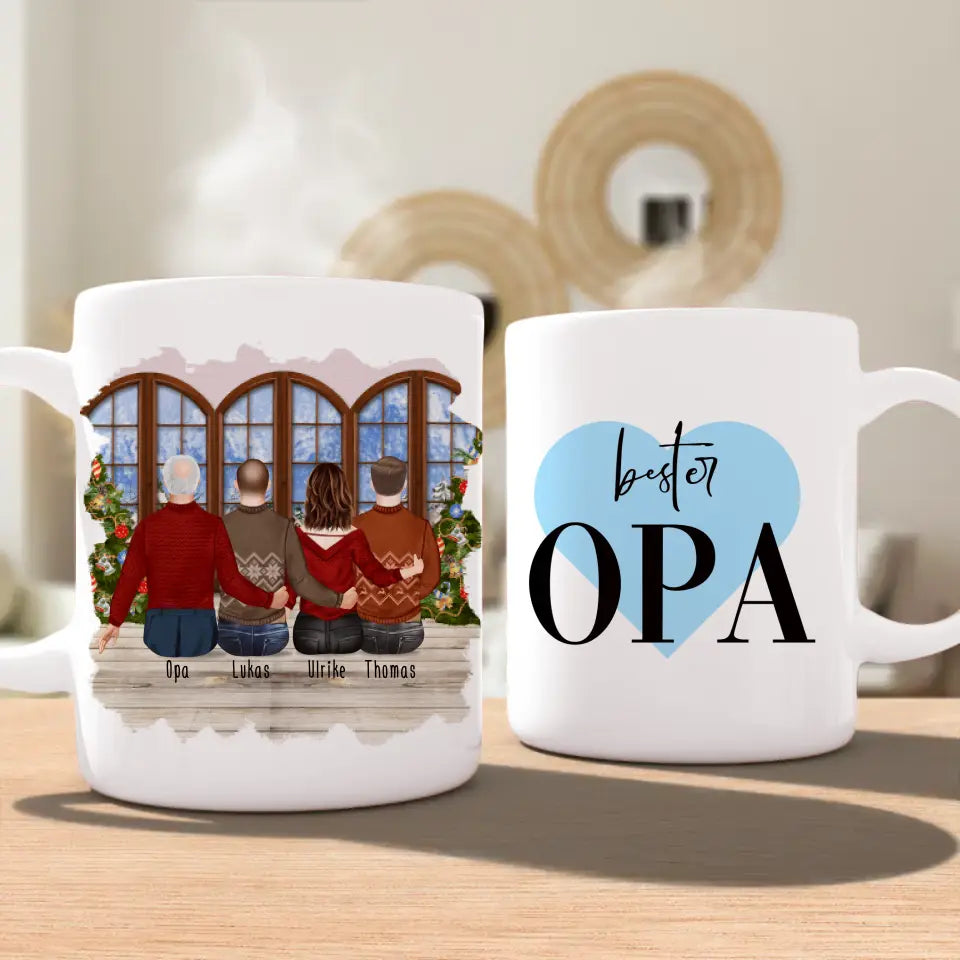 Personalisierte Tasse für Opa (1 Frau + 2 Männer + 1 Opa) - Weihnachtstasse