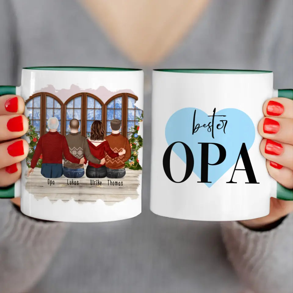 Personalisierte Tasse für Opa (1 Frau + 2 Männer + 1 Opa) - Weihnachtstasse