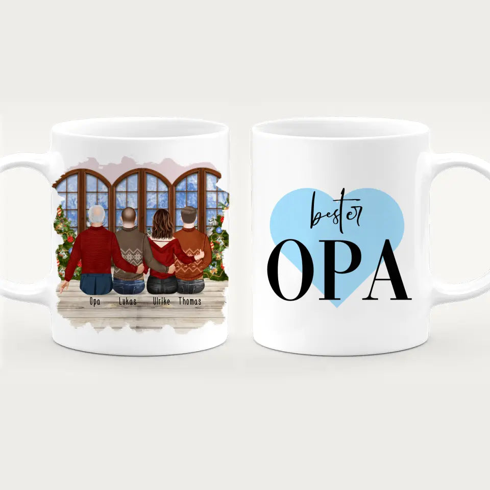 Personalisierte Tasse für Opa (1 Frau + 2 Männer + 1 Opa) - Weihnachtstasse