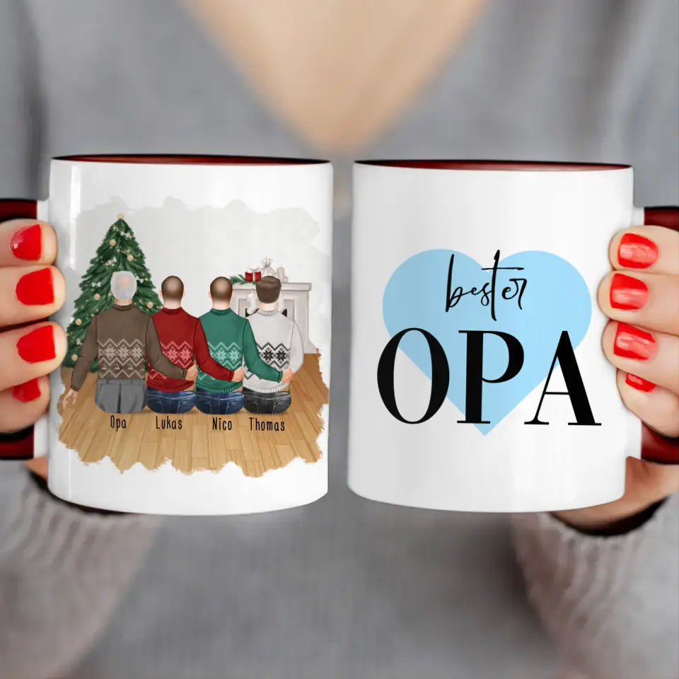 Personalisierte Tasse für Opa (3 Männer + 1 Opa) - Weihnachtstasse