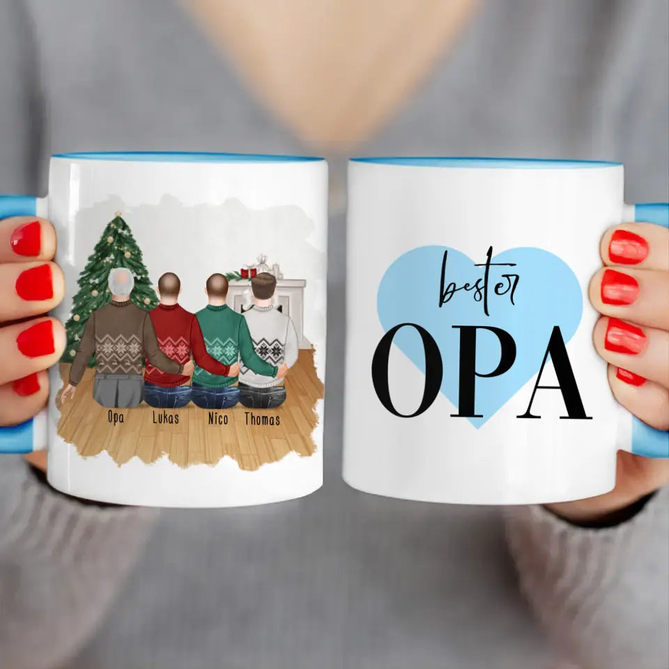 Personalisierte Tasse für Opa (3 Männer + 1 Opa) - Weihnachtstasse