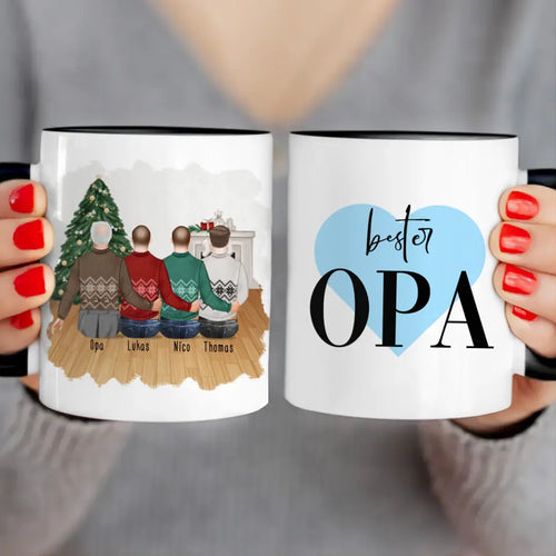 Personalisierte Tasse für Opa (3 Männer + 1 Opa) - Weihnachtstasse