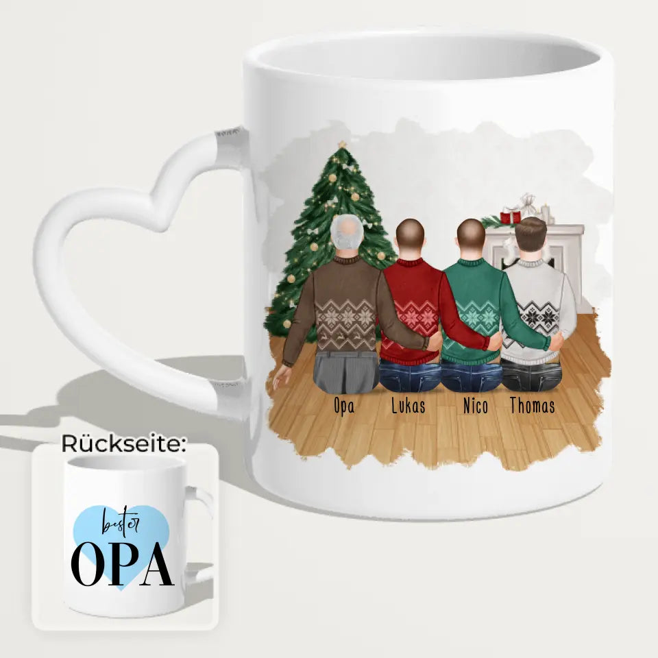 Personalisierte Tasse für Opa (3 Männer + 1 Opa) - Weihnachtstasse