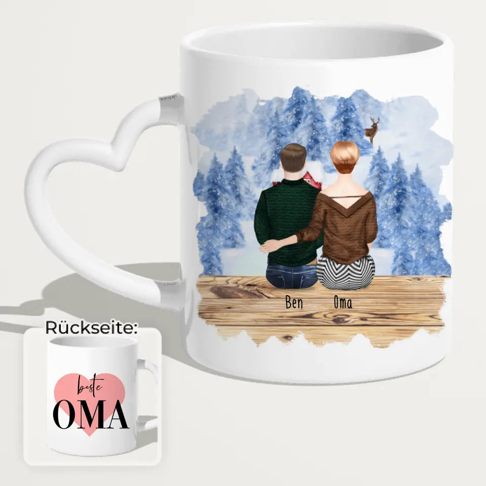 Personalisierte Tasse für Oma (1 Mann + 1 Oma) - Weihnachtstasse