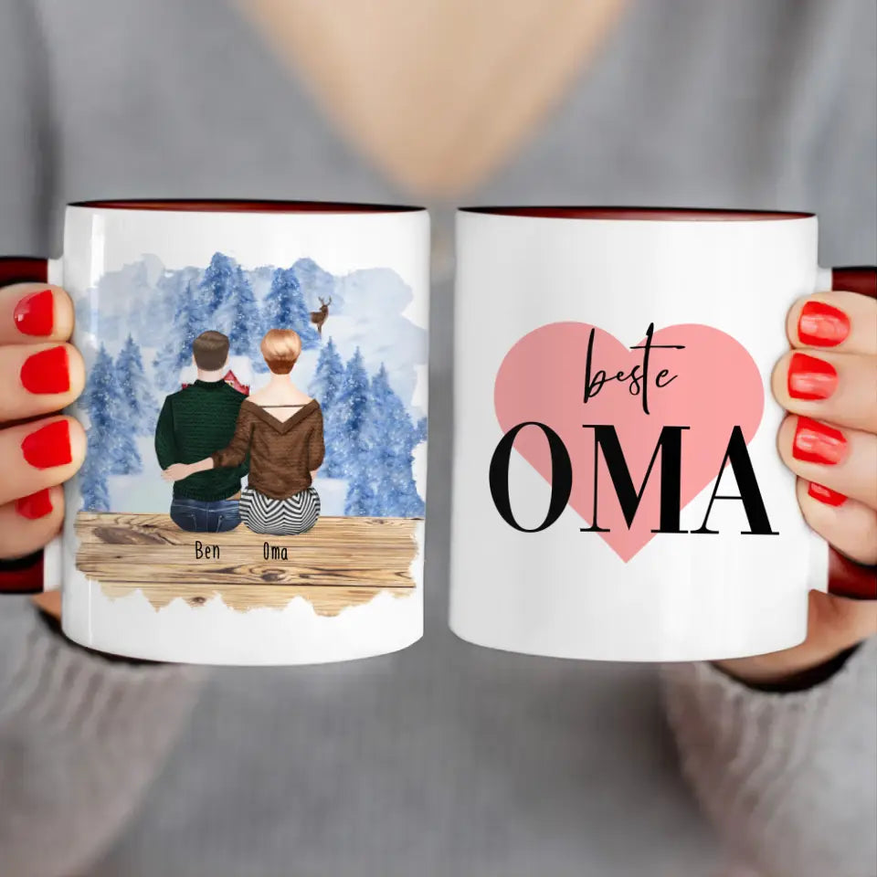 Personalisierte Tasse für Oma (1 Mann + 1 Oma) - Weihnachtstasse