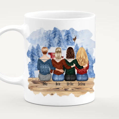 Personalisierte Tasse für Oma (3 Frauen + 1 Oma) - Weihnachtstasse