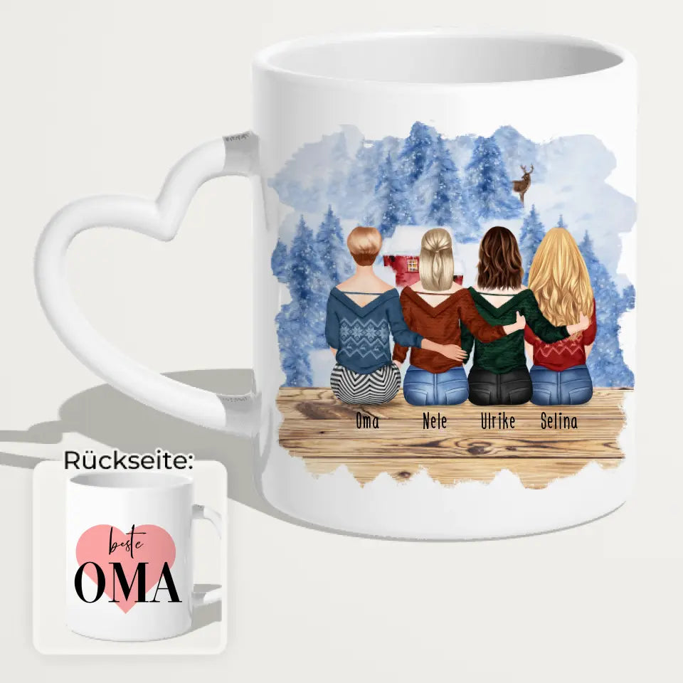 Personalisierte Tasse für Oma (3 Frauen + 1 Oma) - Weihnachtstasse