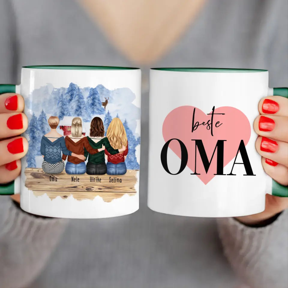 Personalisierte Tasse für Oma (3 Frauen + 1 Oma) - Weihnachtstasse