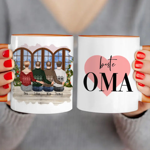 Personalisierte Tasse für Oma (3 Männer + 1 Oma) - Weihnachtstasse