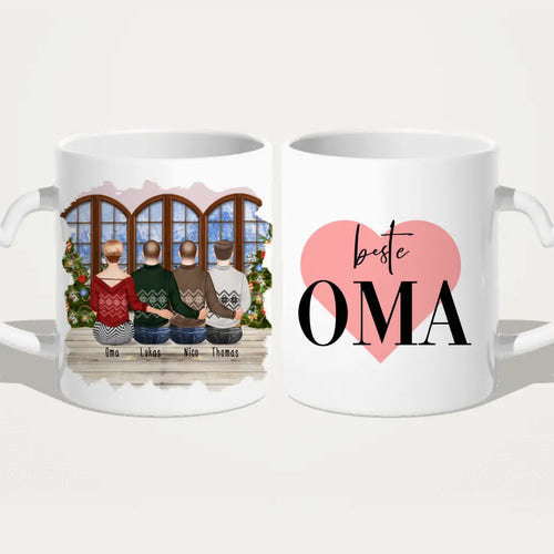 Personalisierte Tasse für Oma (3 Männer + 1 Oma) - Weihnachtstasse