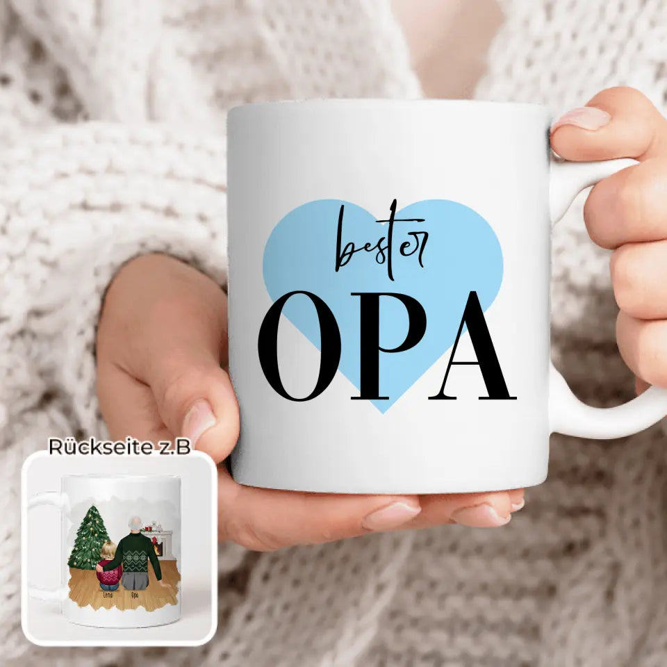 Personalisierte Tasse für Opa (1 Baby + 1 Opa) - Weihnachtstasse