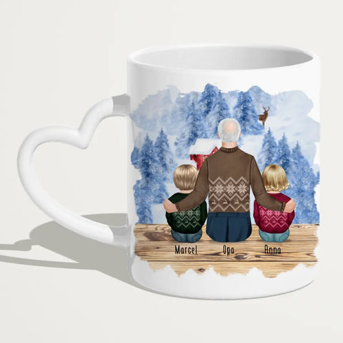 Personalisierte Tasse für Opa (2 Babys + 1 Opa) - Weihnachtstasse