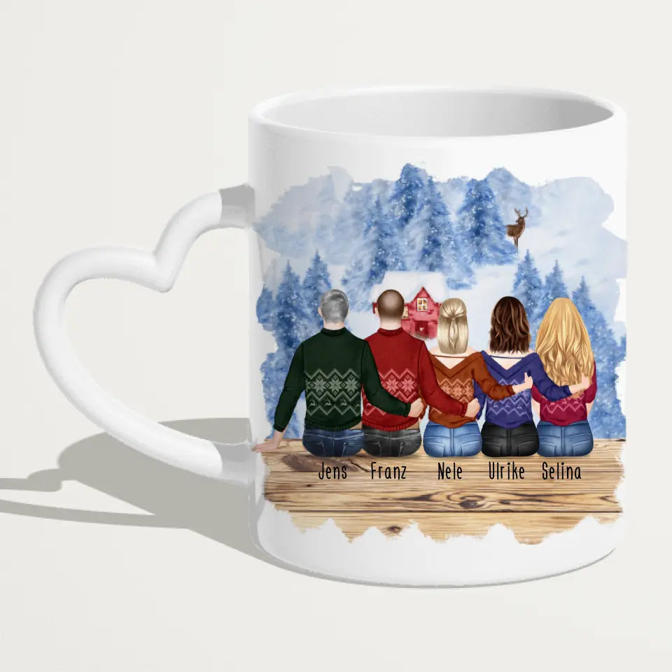 Personalisierte Tasse - Beste Freunde (3 Frauen + 2 Männer) - Weihnachtstasse