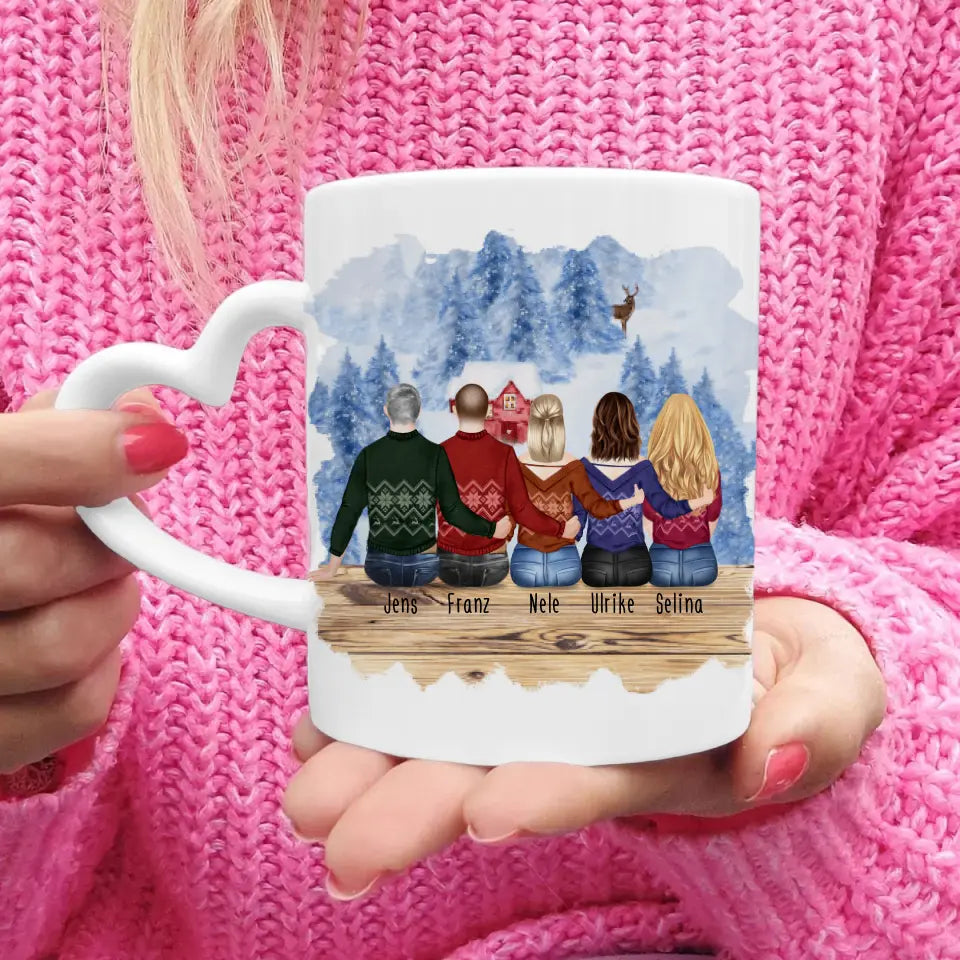 Personalisierte Tasse - Beste Freunde (3 Frauen + 2 Männer) - Weihnachtstasse